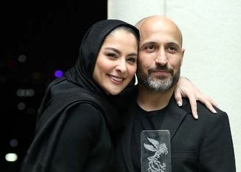 قاب عاشقانه مارال بنی‌آدم و همسرش در یک مراسم/ عکس