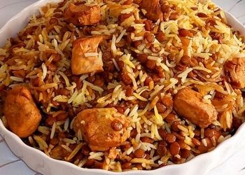 طرز پخت عدس پلو با دستورالعمل ویژه